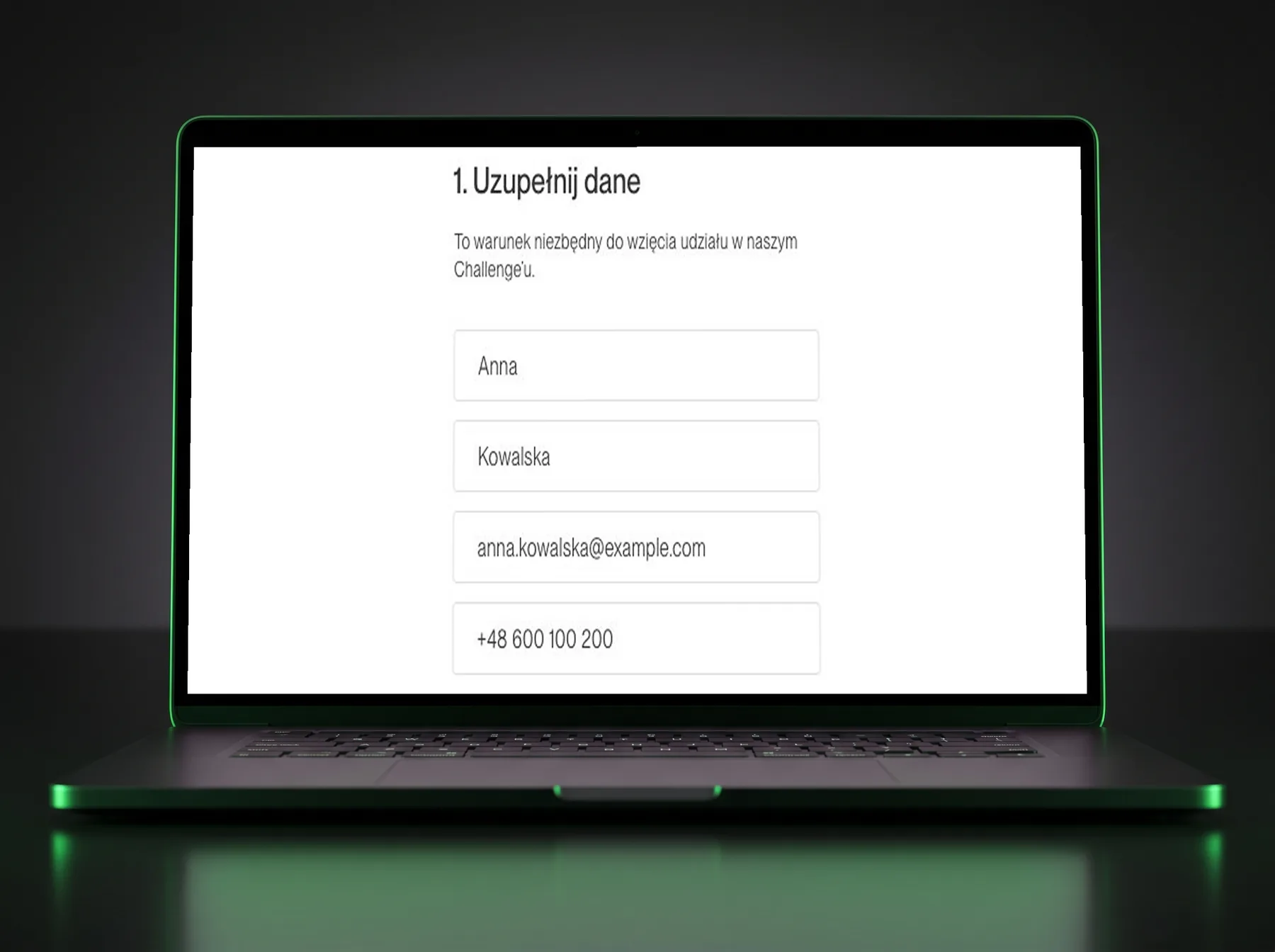 Coconaut Shootout lead form on an iPad - name, surname and email fields with green checkmarks