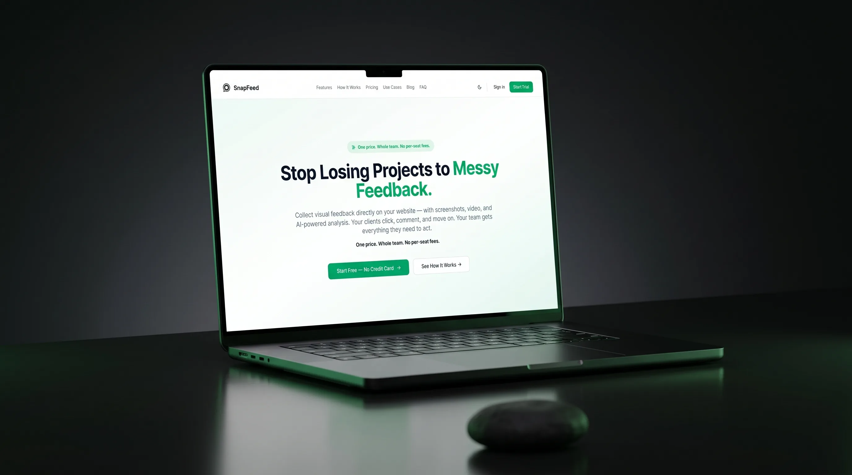 SnapFeed landing page - Stop Losing Projects to Messy Feedback