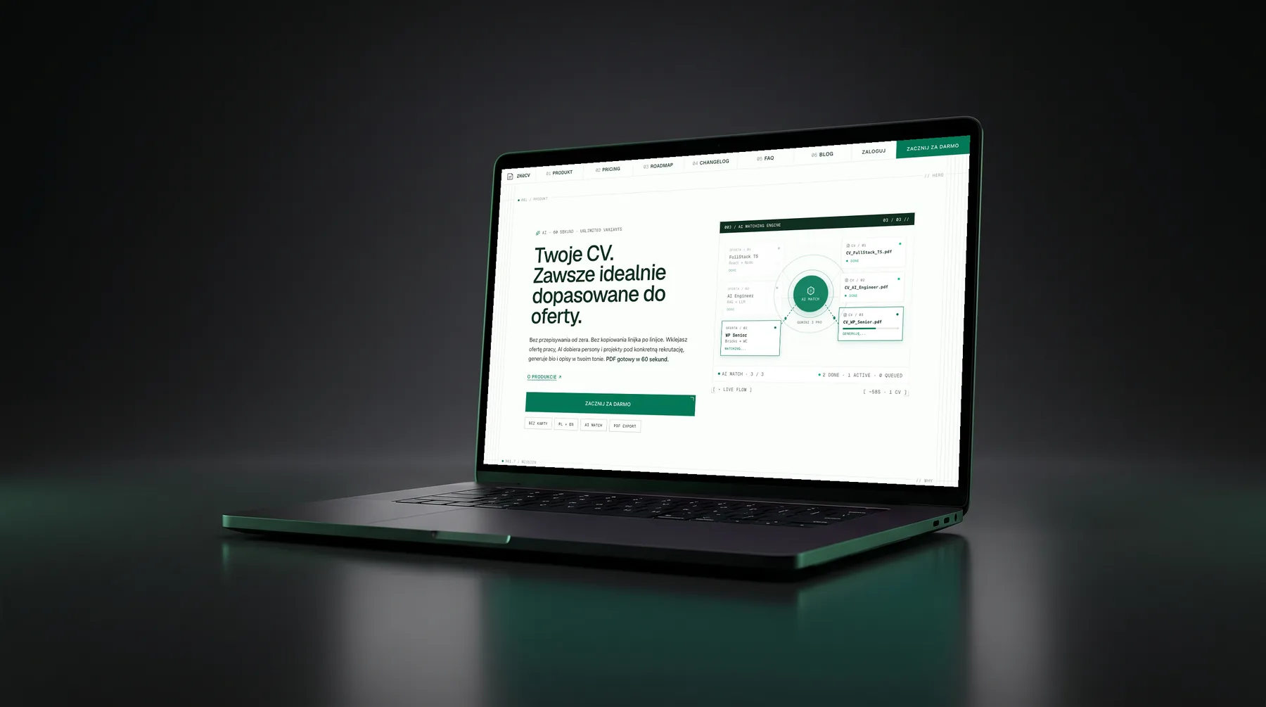 ZłóżCV landing page - Twoje CV. Zawsze idealnie dopasowane do oferty.